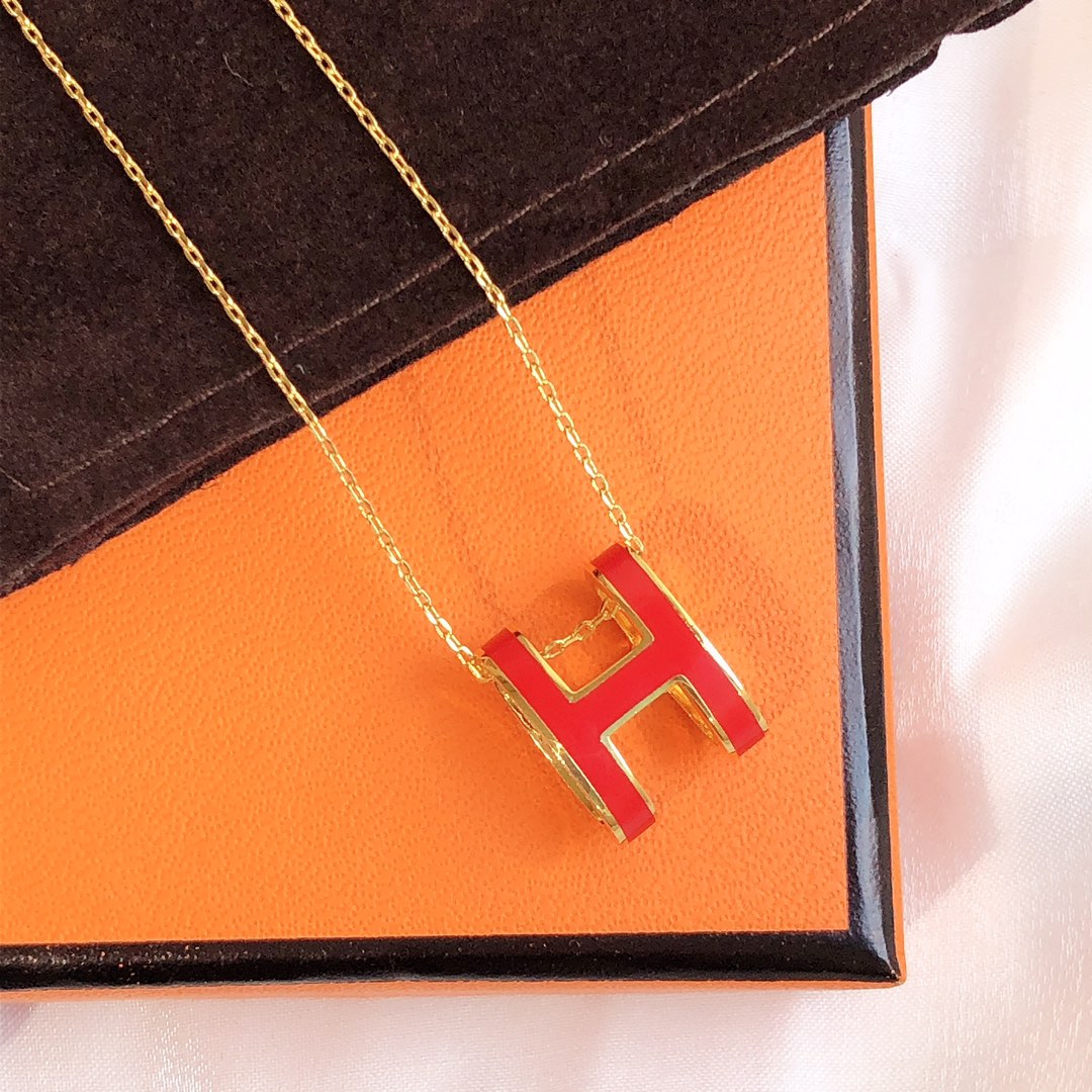 [CiCi]HM CLIC RED ENAMEL GOLD NECKLACE