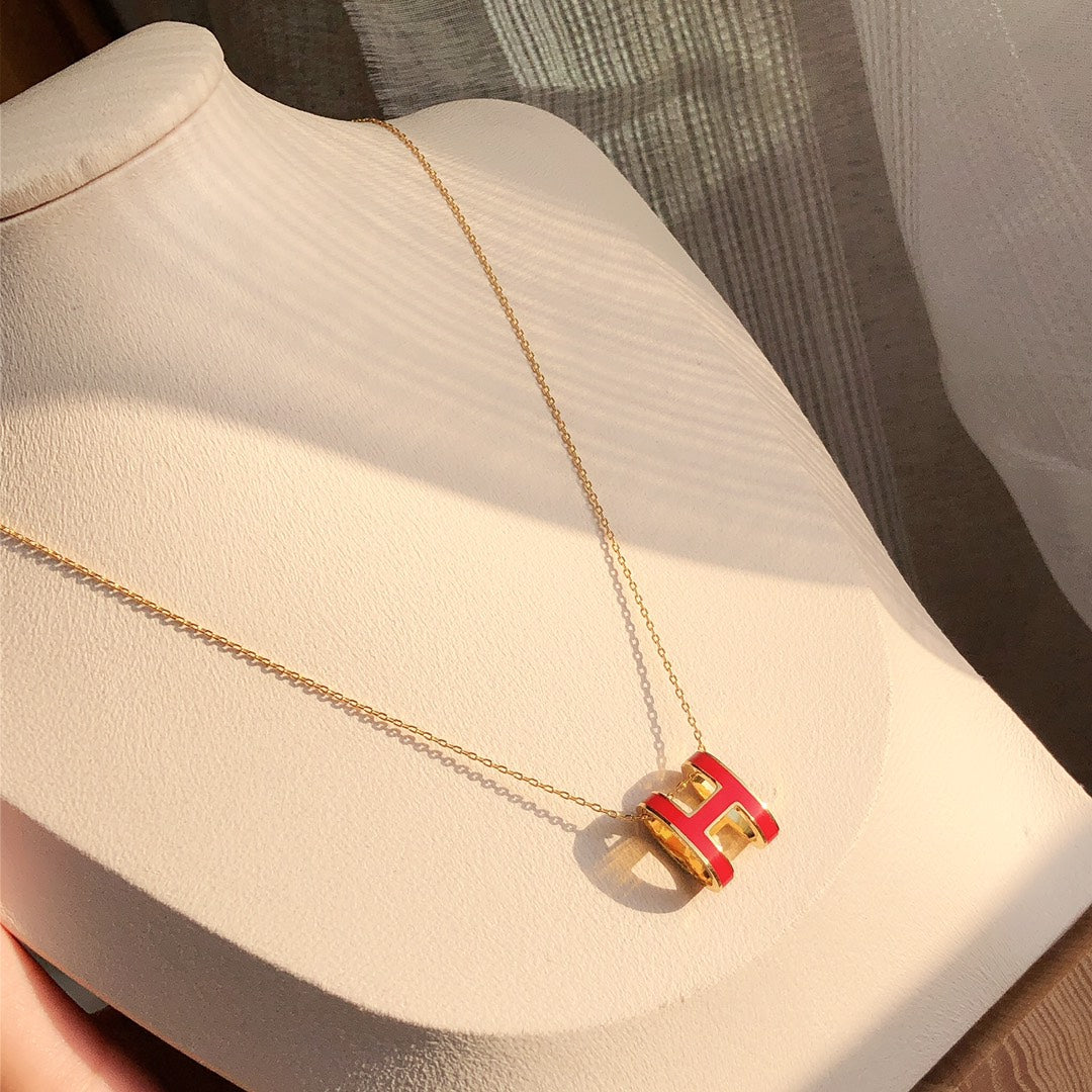[CiCi]HM CLIC RED ENAMEL GOLD NECKLACE