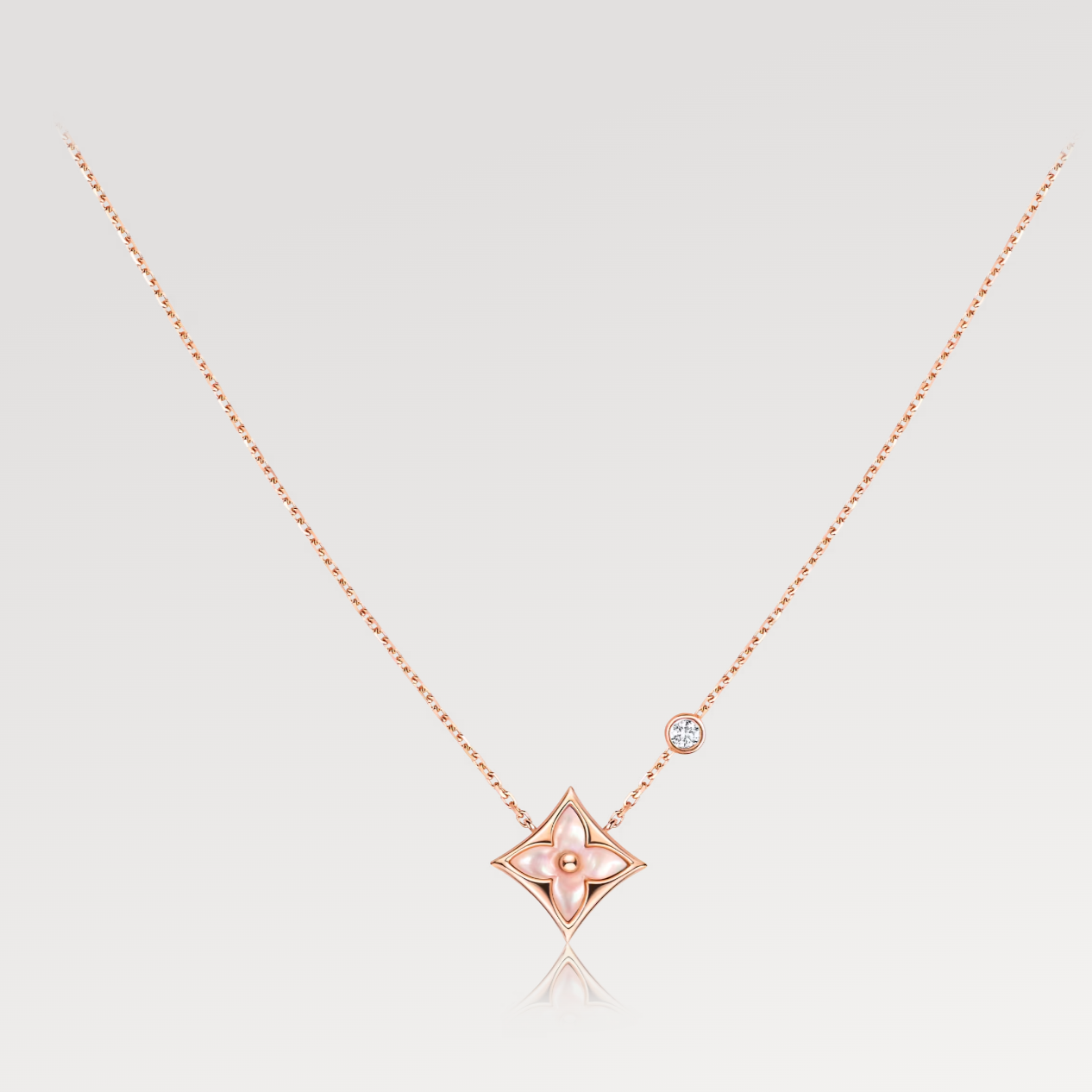 [CiCi]STAR PINK MOP 1 DIAMOND PINK GOLD NECKLACE