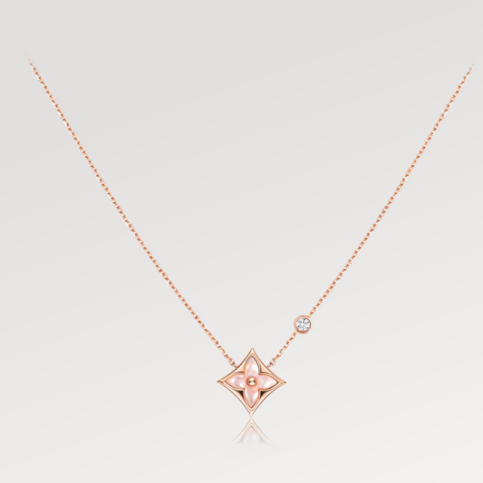 [CiCi]STAR PINK MOP 1 DIAMOND PINK GOLD NECKLACE
