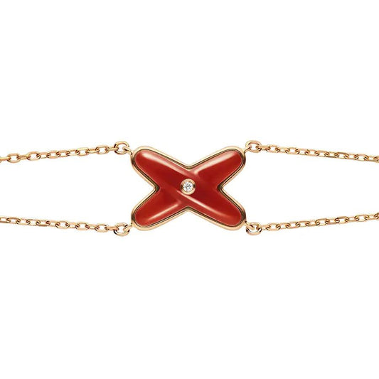 [CiCi]JEUX BRACELET CARNELIAN PINK GOLD 1 DIAMOND