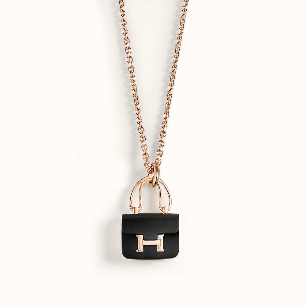 [CiCi]CONSTANCE BLACK PEDANT PINK GOLD NECKLACE