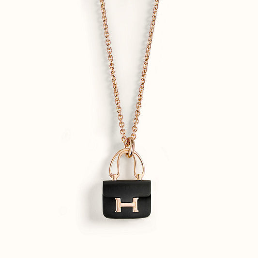 [CiCi]CONSTANCE BLACK PEDANT PINK GOLD NECKLACE