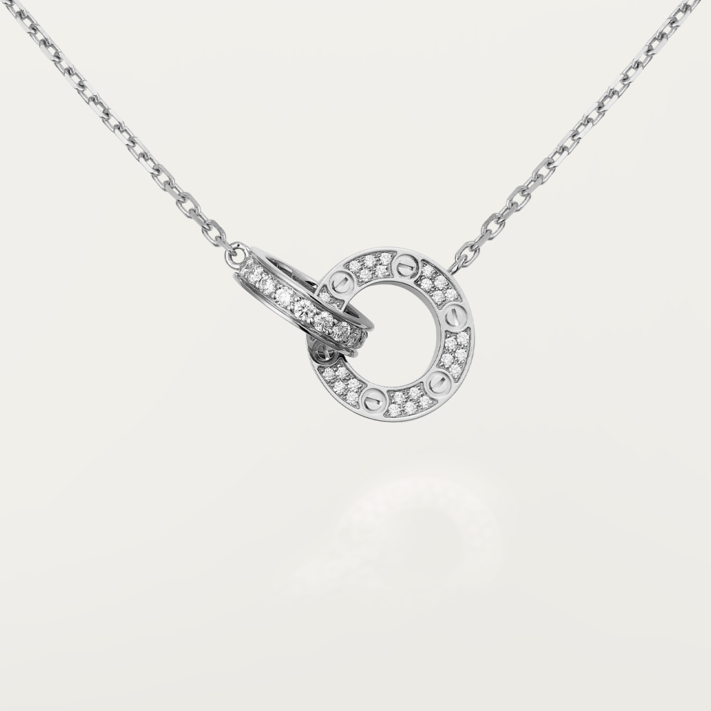 [CiCi]LOVE 7.6MM NECKLACE ROSE GOLD AND SILVER  FULL DIAMOND