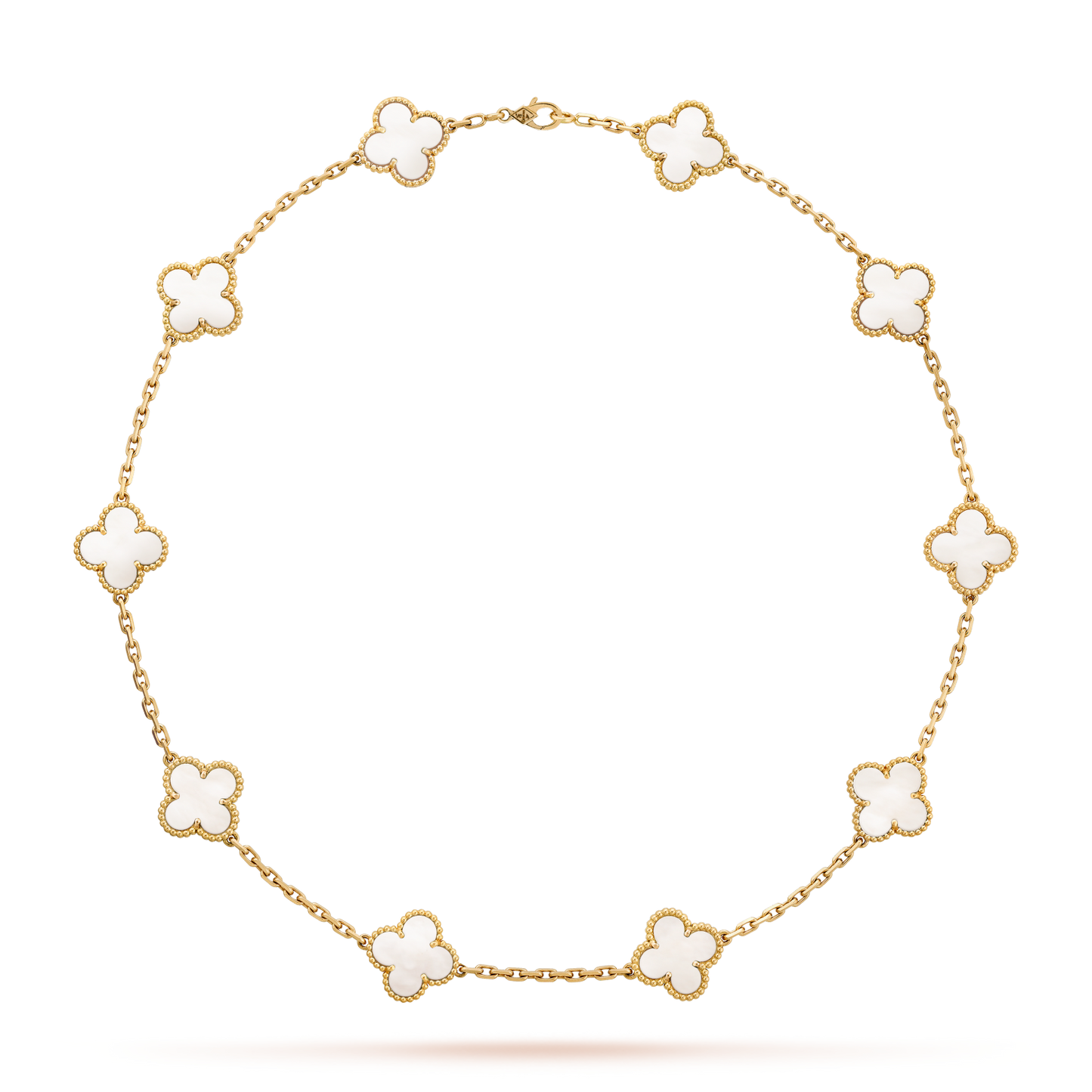 [CiCi]CLOVER 10 MOTIFS WHITE MOTHER OF PEARL NECKLACE