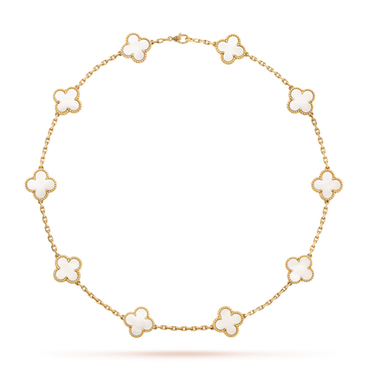 [CiCi]CLOVER 10 MOTIFS WHITE MOTHER OF PEARL NECKLACE