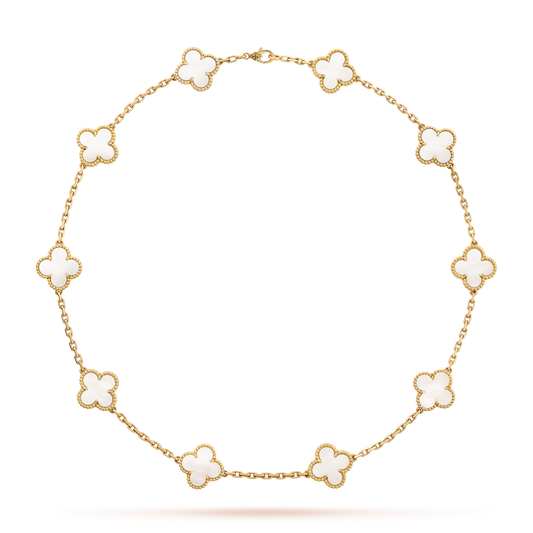 [CiCi]CLOVER 10 MOTIFS WHITE MOTHER OF PEARL NECKLACE