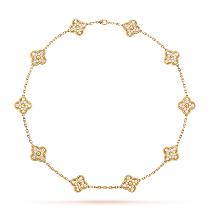 [CiCi]CLOVER 10 MOTIFS DIAMOND NECKLACE