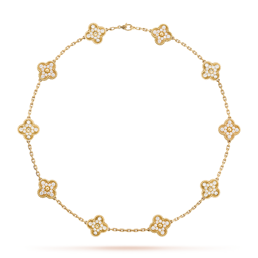[CiCi]CLOVER 10 MOTIFS DIAMOND NECKLACE