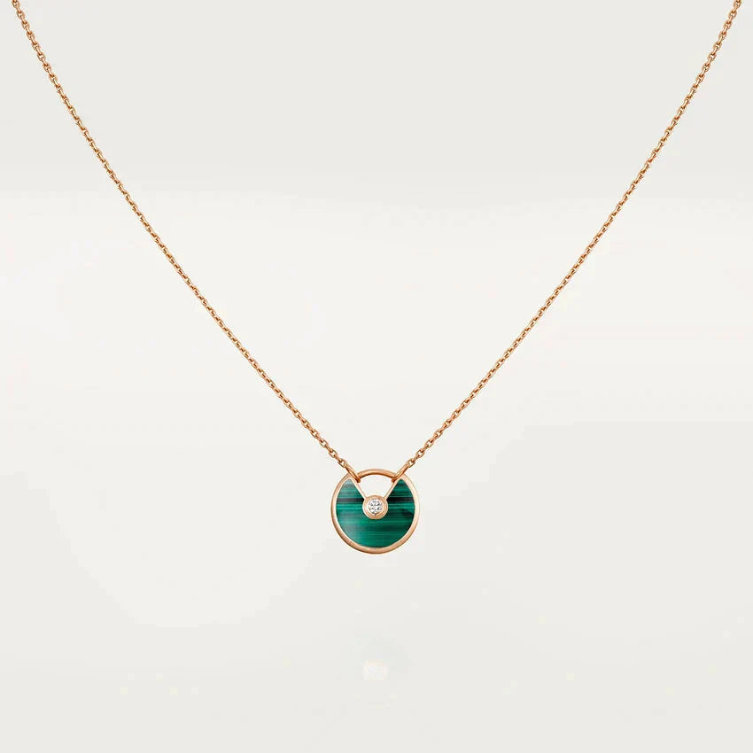 [CiCi]AMULETTE ROSE GOLD MALACHITE NECKLACE