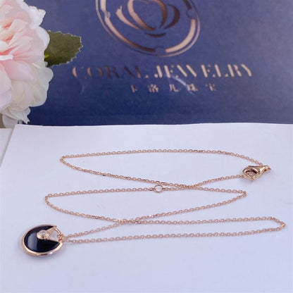 [CiCi]AMULETTE ROSE GOLD ONYX NECKLACE