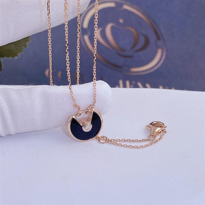 [CiCi]AMULETTE ROSE GOLD ONYX NECKLACE