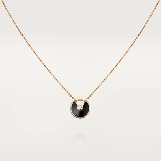 [CiCi]AMULETTE ROSE GOLD ONYX NECKLACE