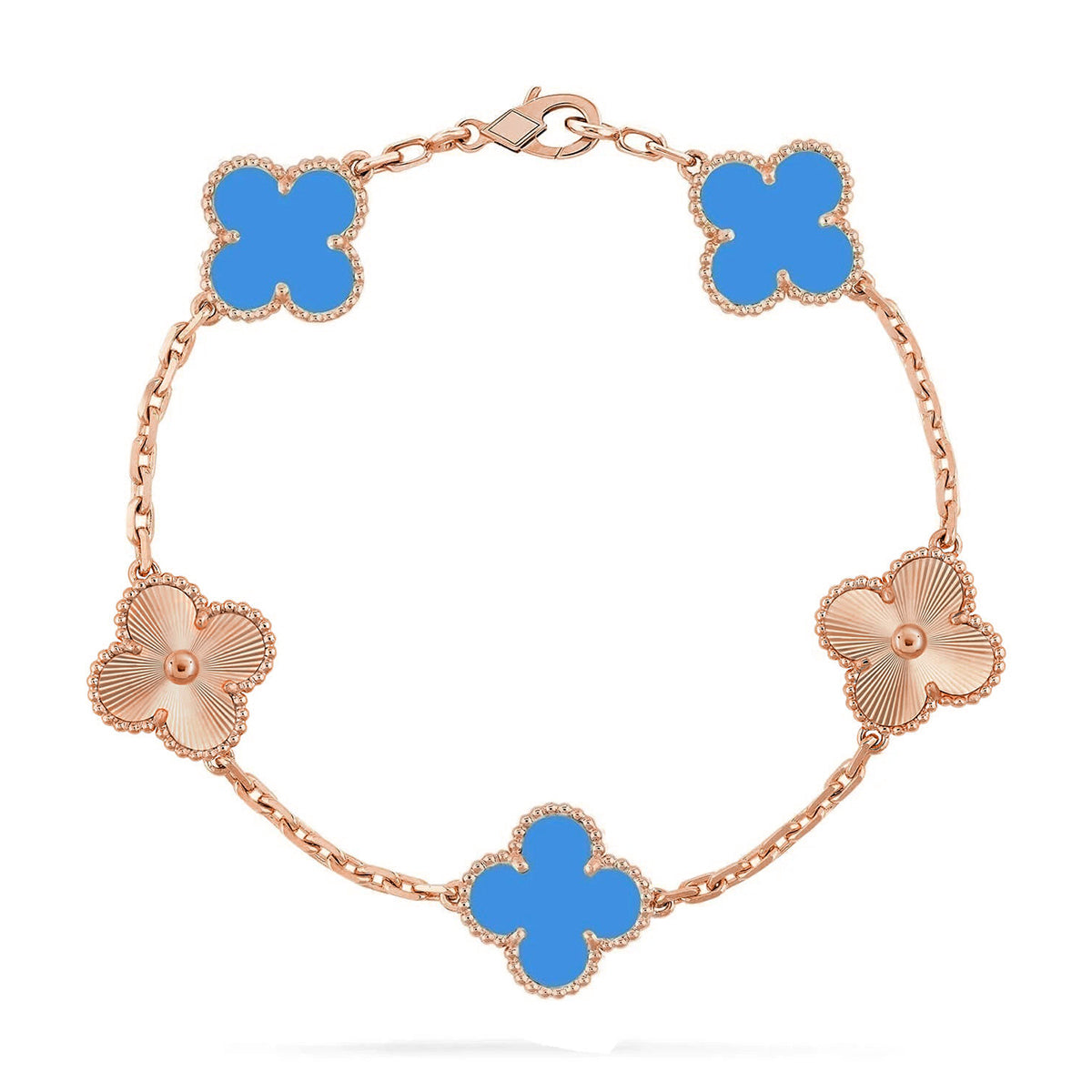 [CiCi] CLOVER 5 MOTIF BLUE AGATE BRACELET COLLECTION