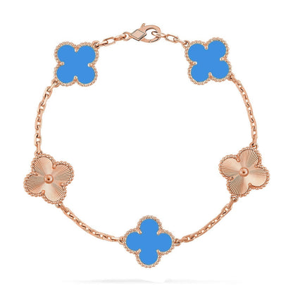 [CiCi] CLOVER 5 MOTIF BLUE AGATE BRACELET COLLECTION