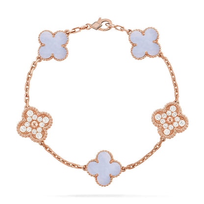 [CiCi] CLOVER 5 MOTIV LILA CHALCEDON ARMBAND KOLLEKTION