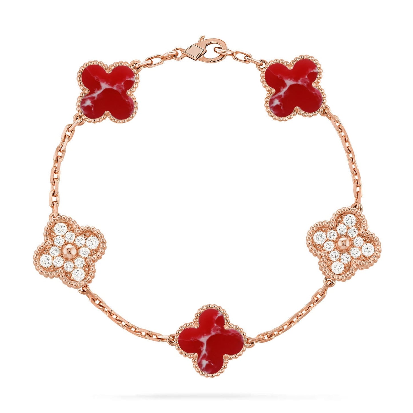 [CiCi]CLOVER 5 MOTIF RED PATTERN BRACELET COLLECTION