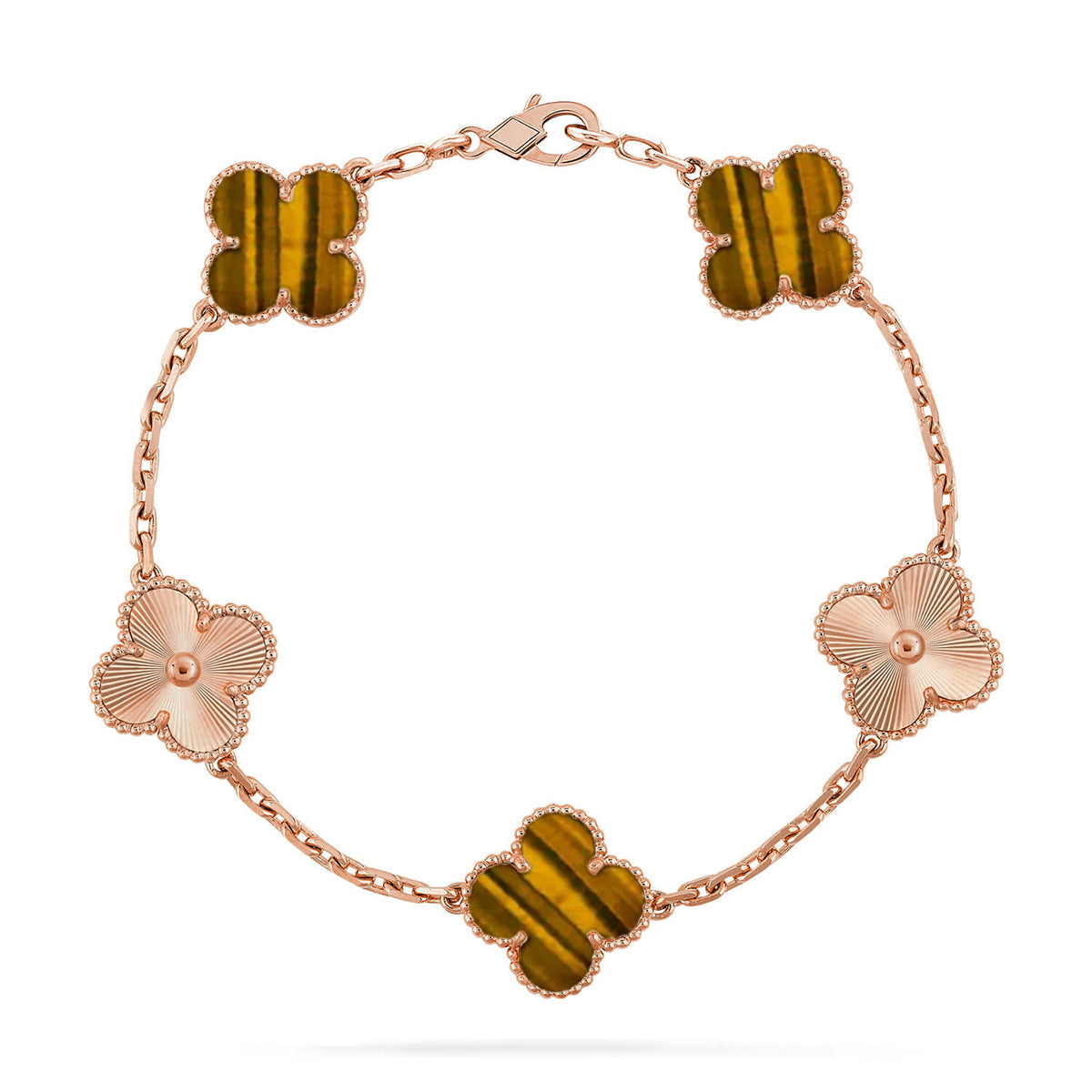 [CiCi] CLOVER 5 MOTIFS TIGER EYE BRACELET COLLECTION