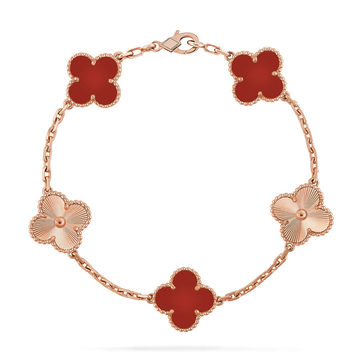 [CiCi] CLOVER 5 MOTIF RED CORNELIAN BRACELET COLLECTION