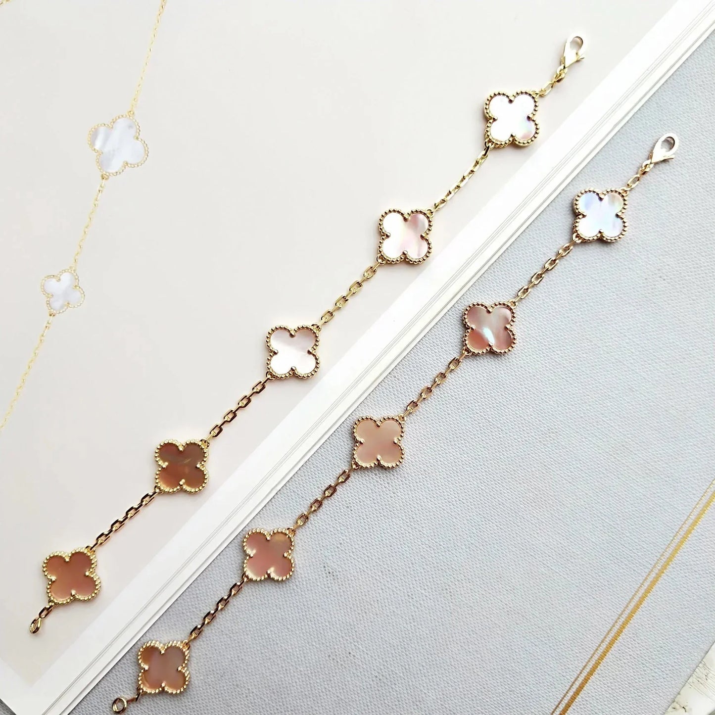 [CiCi] CLOVER 5 MOTIFS  PINK MOP BRACELET COLLECTION