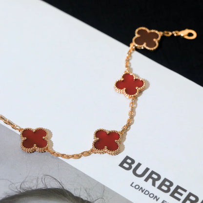 [CiCi] CLOVER 5 MOTIF RED CORNELIAN BRACELET COLLECTION