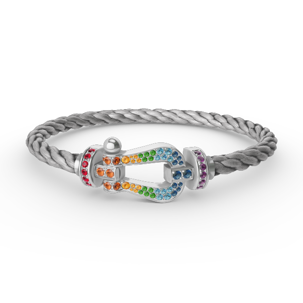 [CiCi]FORC LARGE HORSESHOE  COLORED DIAMOND BRACELET SILVER