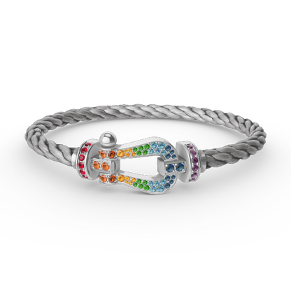[CiCi]FORC LARGE HORSESHOE  COLORED DIAMOND BRACELET SILVER