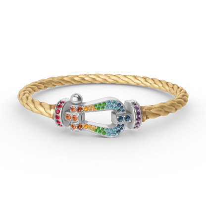 [CiCi]FORC LARGE HORSESHOE  COLORED DIAMOND BRACELET SILVER