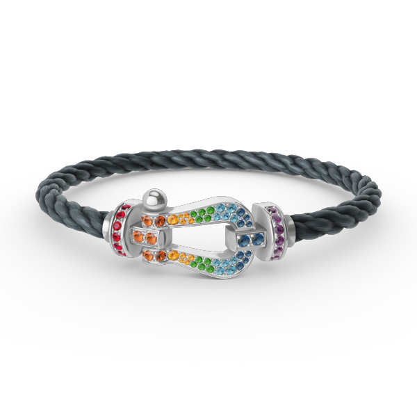 [CiCi]FORC LARGE HORSESHOE  COLORED DIAMOND BRACELET SILVER