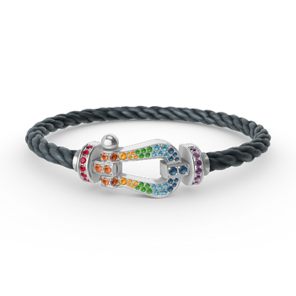 [CiCi]FORC LARGE HORSESHOE  COLORED DIAMOND BRACELET SILVER