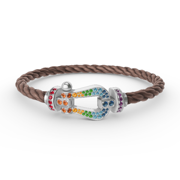 [CiCi]FORC LARGE HORSESHOE  COLORED DIAMOND BRACELET SILVER