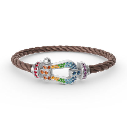 [CiCi]FORC LARGE HORSESHOE  COLORED DIAMOND BRACELET SILVER