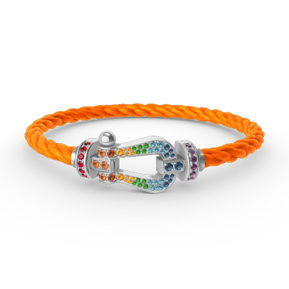 [CiCi]FORC LARGE HORSESHOE  COLORED DIAMOND BRACELET SILVER