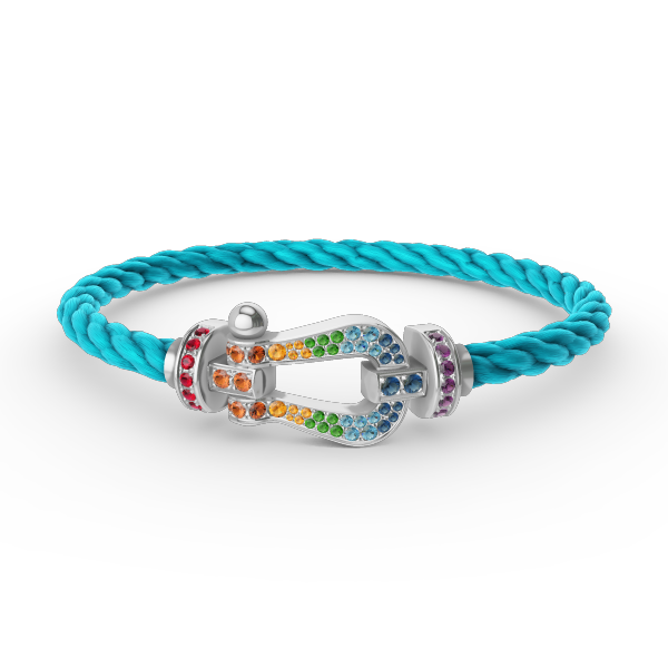 [CiCi]FORC LARGE HORSESHOE  COLORED DIAMOND BRACELET SILVER
