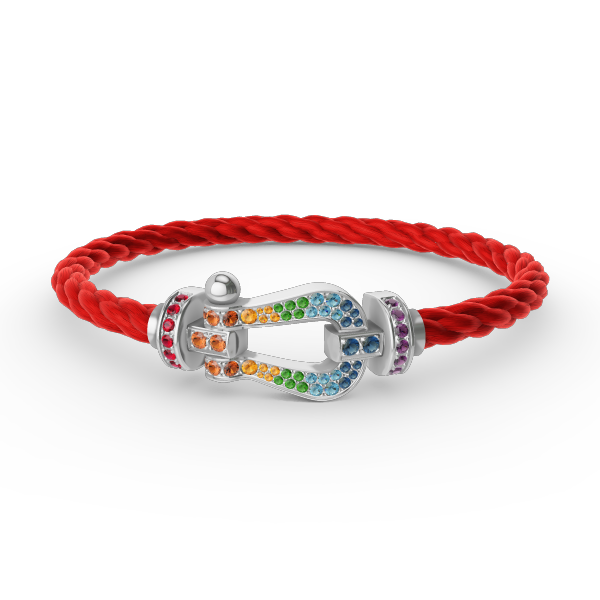[CiCi]FORC LARGE HORSESHOE  COLORED DIAMOND BRACELET SILVER