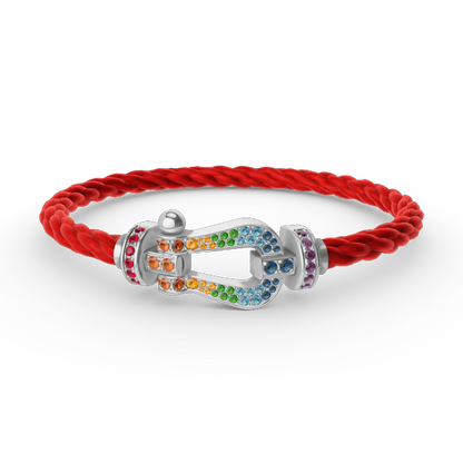 [CiCi]FORC LARGE HORSESHOE  COLORED DIAMOND BRACELET SILVER