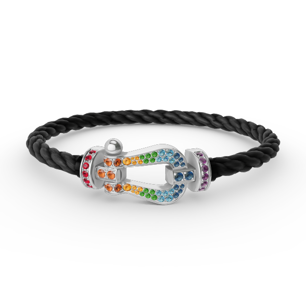 [CiCi]FORC LARGE HORSESHOE  COLORED DIAMOND BRACELET SILVER