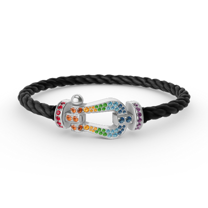 [CiCi]FORC LARGE HORSESHOE  COLORED DIAMOND BRACELET SILVER