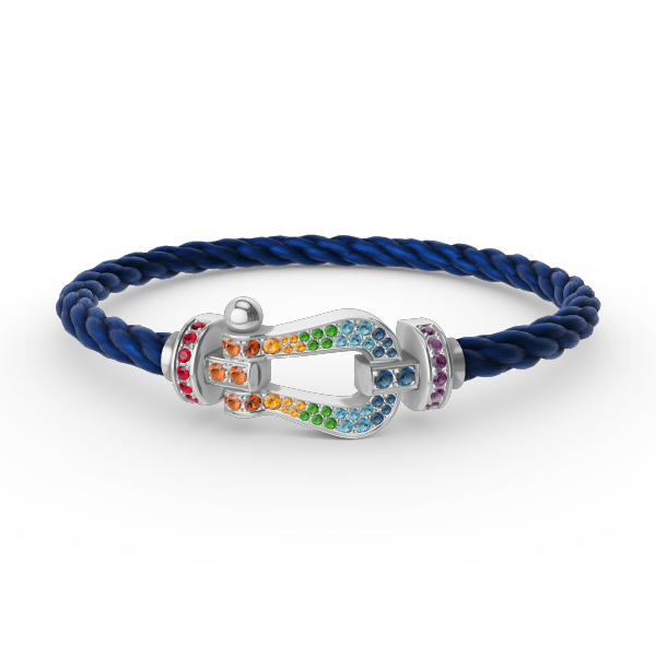 [CiCi]FORC LARGE HORSESHOE  COLORED DIAMOND BRACELET SILVER