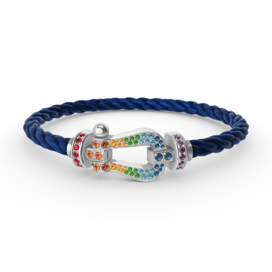 [CiCi]FORC LARGE HORSESHOE  COLORED DIAMOND BRACELET SILVER