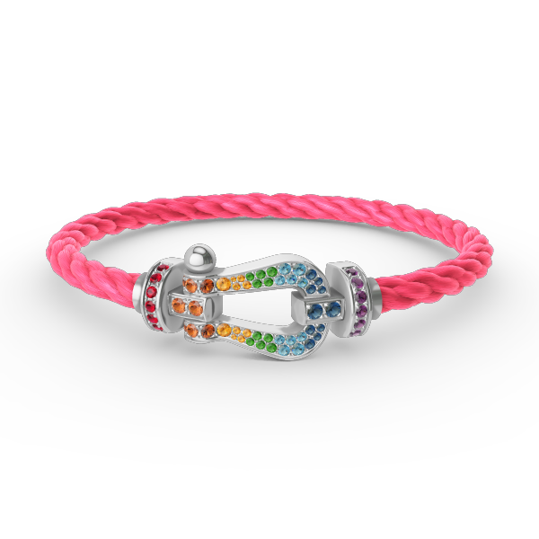 [CiCi]FORC LARGE HORSESHOE  COLORED DIAMOND BRACELET SILVER