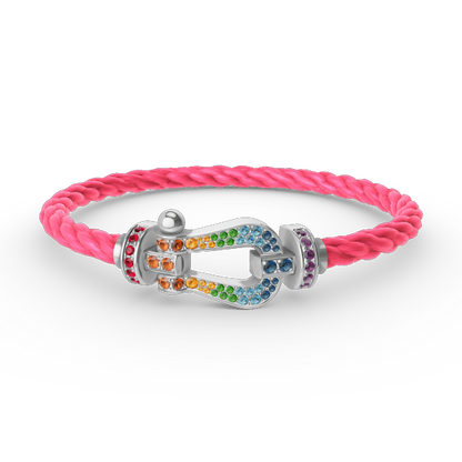 [CiCi]FORC LARGE HORSESHOE  COLORED DIAMOND BRACELET SILVER