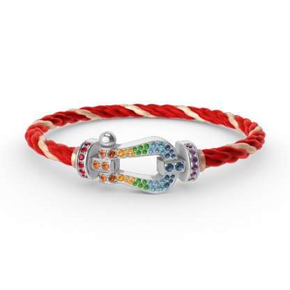[CiCi]FORC LARGE HORSESHOE  COLORED DIAMOND BRACELET SILVER
