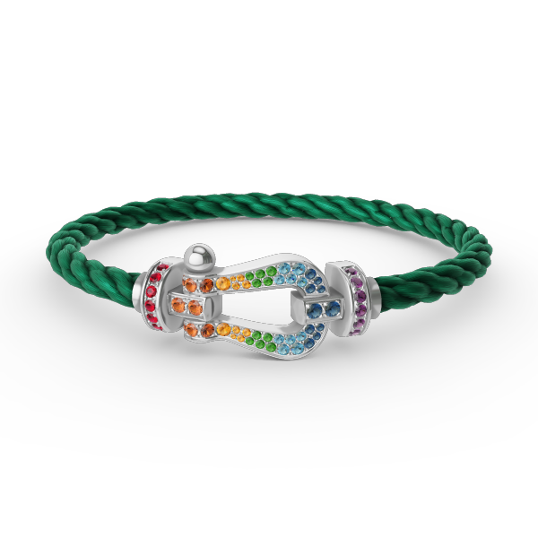 [CiCi]FORC LARGE HORSESHOE  COLORED DIAMOND BRACELET SILVER