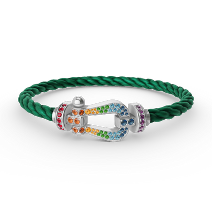 [CiCi]FORC LARGE HORSESHOE  COLORED DIAMOND BRACELET SILVER