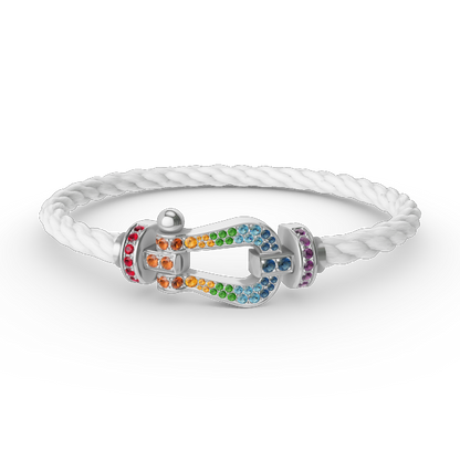 [CiCi]FORC LARGE HORSESHOE  COLORED DIAMOND BRACELET SILVER