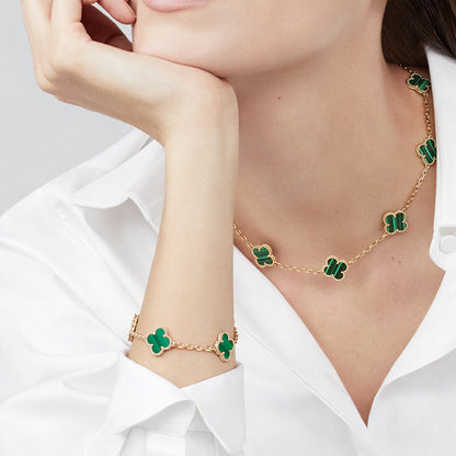 [CiCi]CLOVER 10 MOTIFS MALACHITE NECKLACE