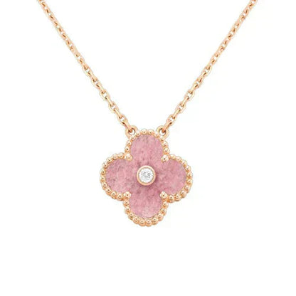 [CiCi]CLOVER 15MM DIAMANT RHODONIT HALSKETTE