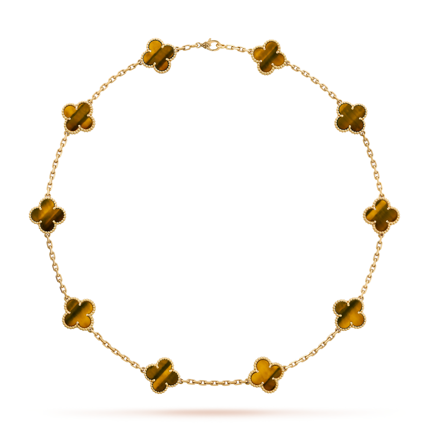 [CiCi]CLOVER 10 MOTIFS TIGER EYE NECKLACE