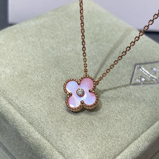[CiCi]CLOVER 15MM DIAMOND PINK MOP NECKLACE